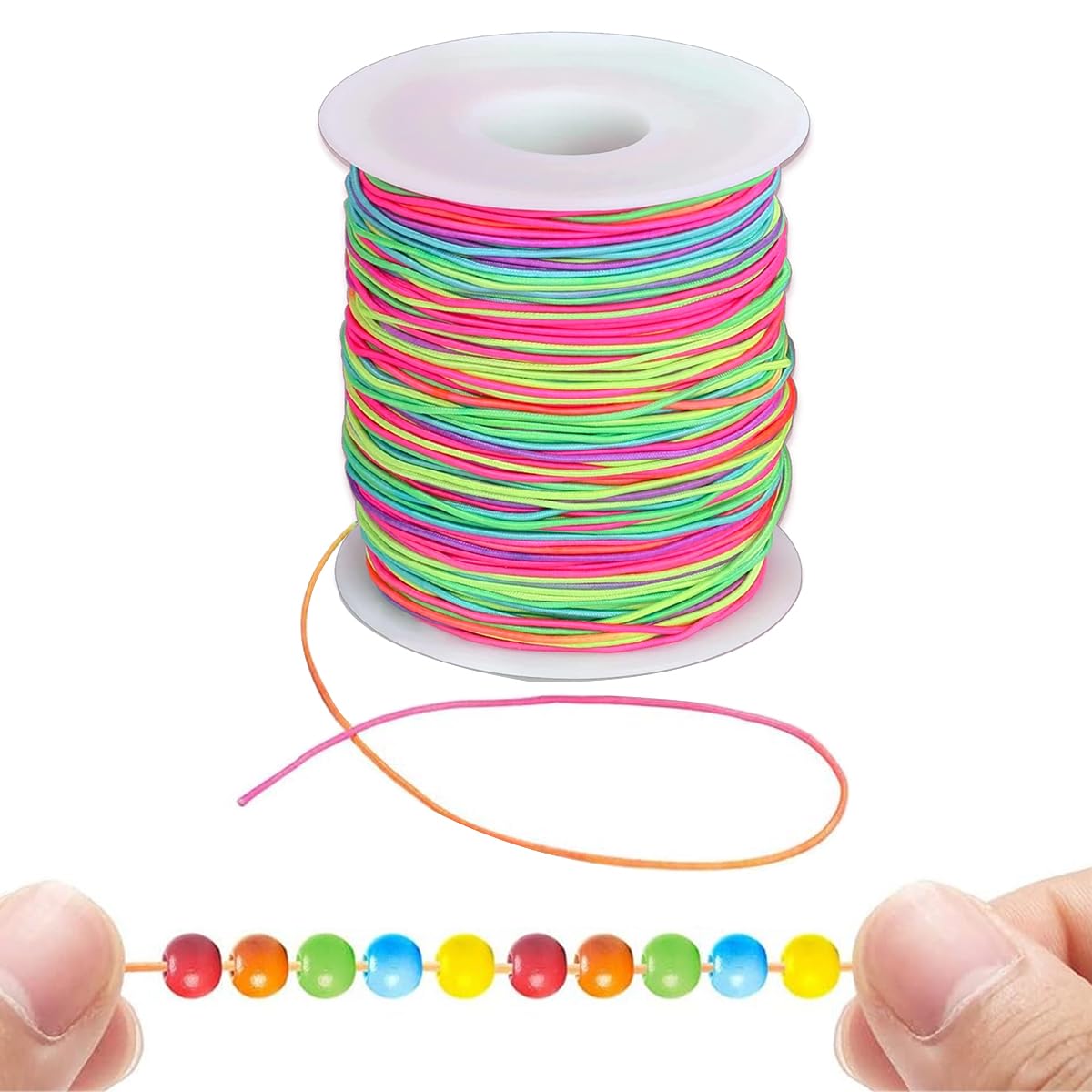 HASTHIP Stretchy Bracelet String 1mm Rainbow Elastic String for Bracelet, Sturdy Beading Thread Cord for Jewelry Making Necklaces DIY Crafts