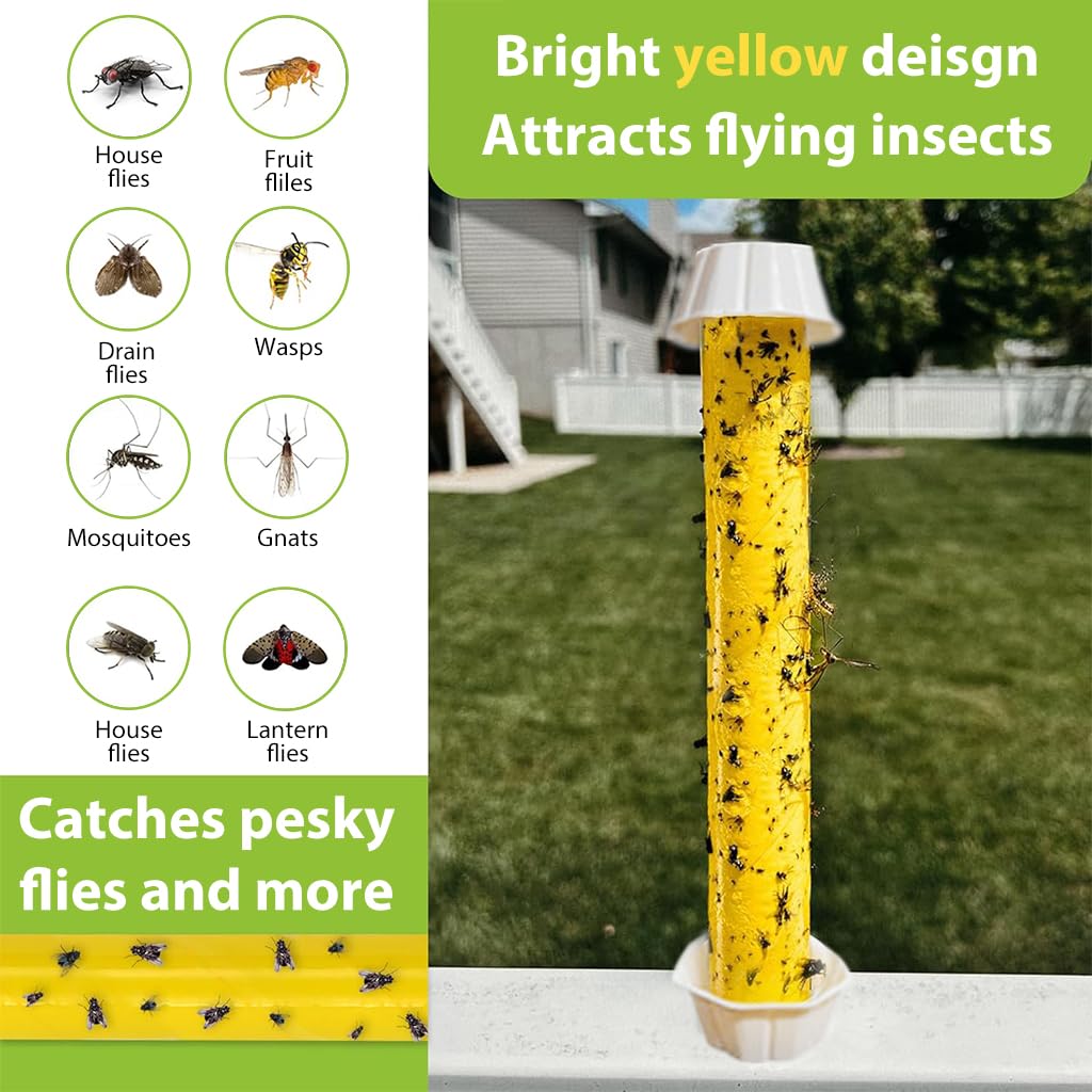 Sticky Fly Trap for Indoor and Outdoor Use with Hanging Hooks and Non Toxic Adhesive | Safe Insect Capture