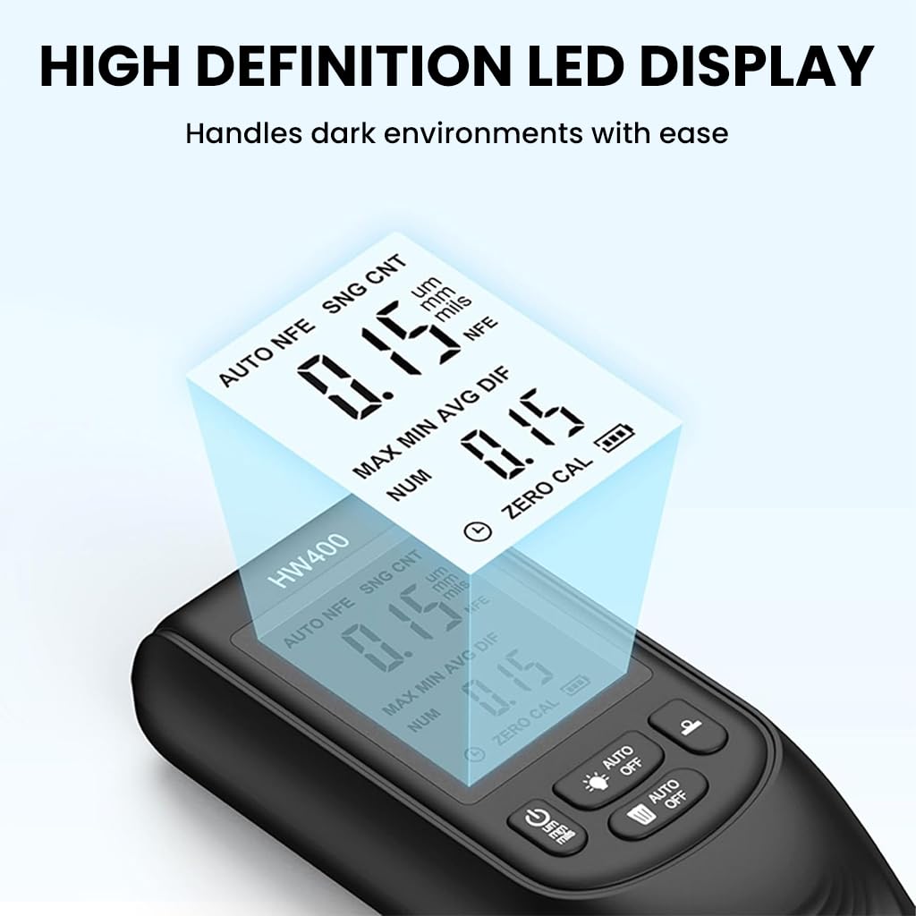 STHIRA Digital Car Paint Thickness Gauge for Fe and NFe Coatings with LCD Display | 0–2000 µm Range