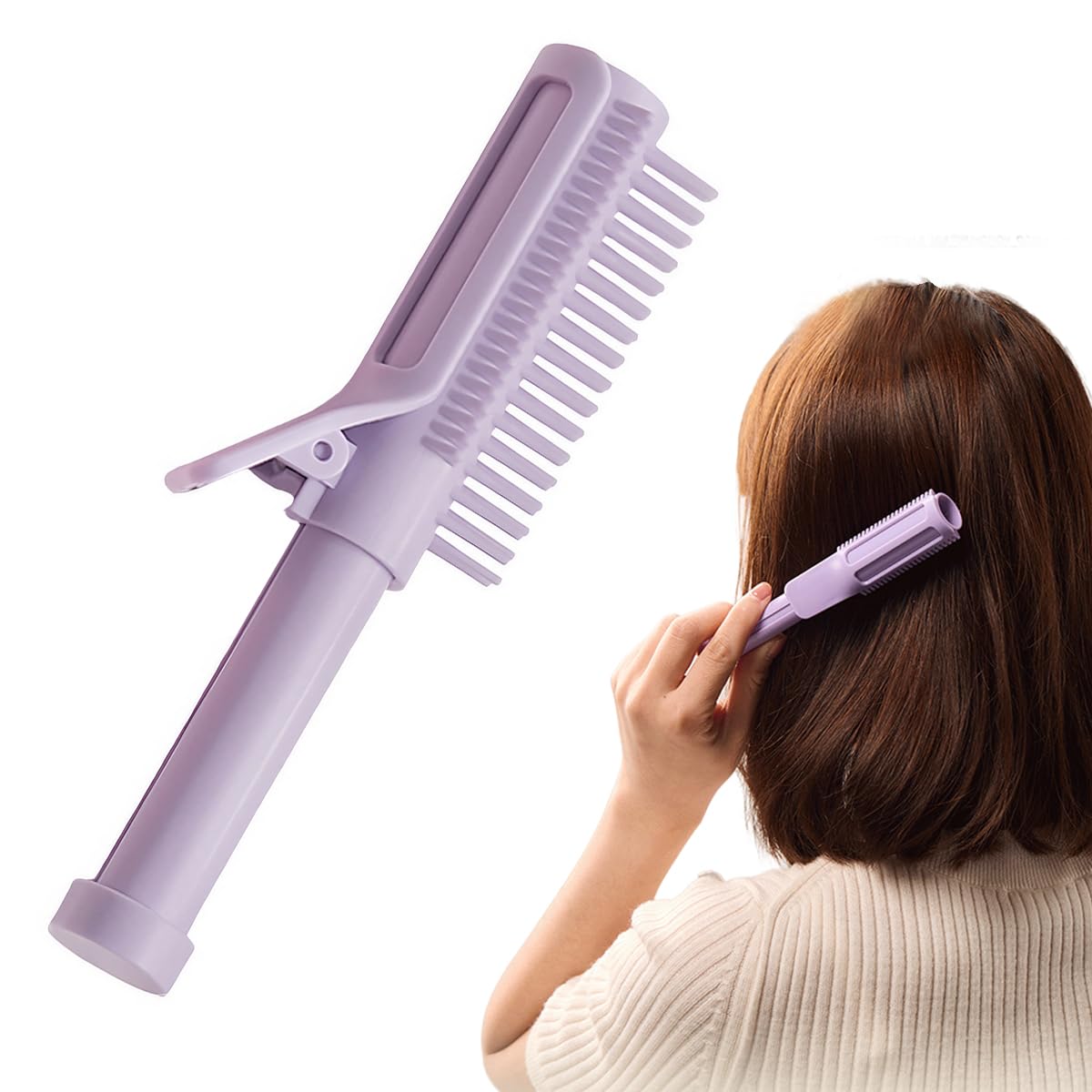 MAYCREATE Small Volumizer Brush Comb for Root Lift with Dual Side Clip and Retractable Handle