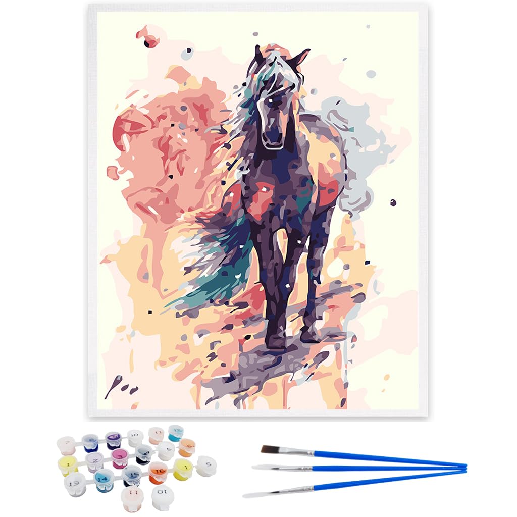 HASTHIP® Paint by Numbers for Adults, 16x20inch DIY Aesthetic Horse Canvas Painting with Brushes & Pigments, Art & Craft Set for Home Decor, Gift for Teens & Adults, No Frame Included