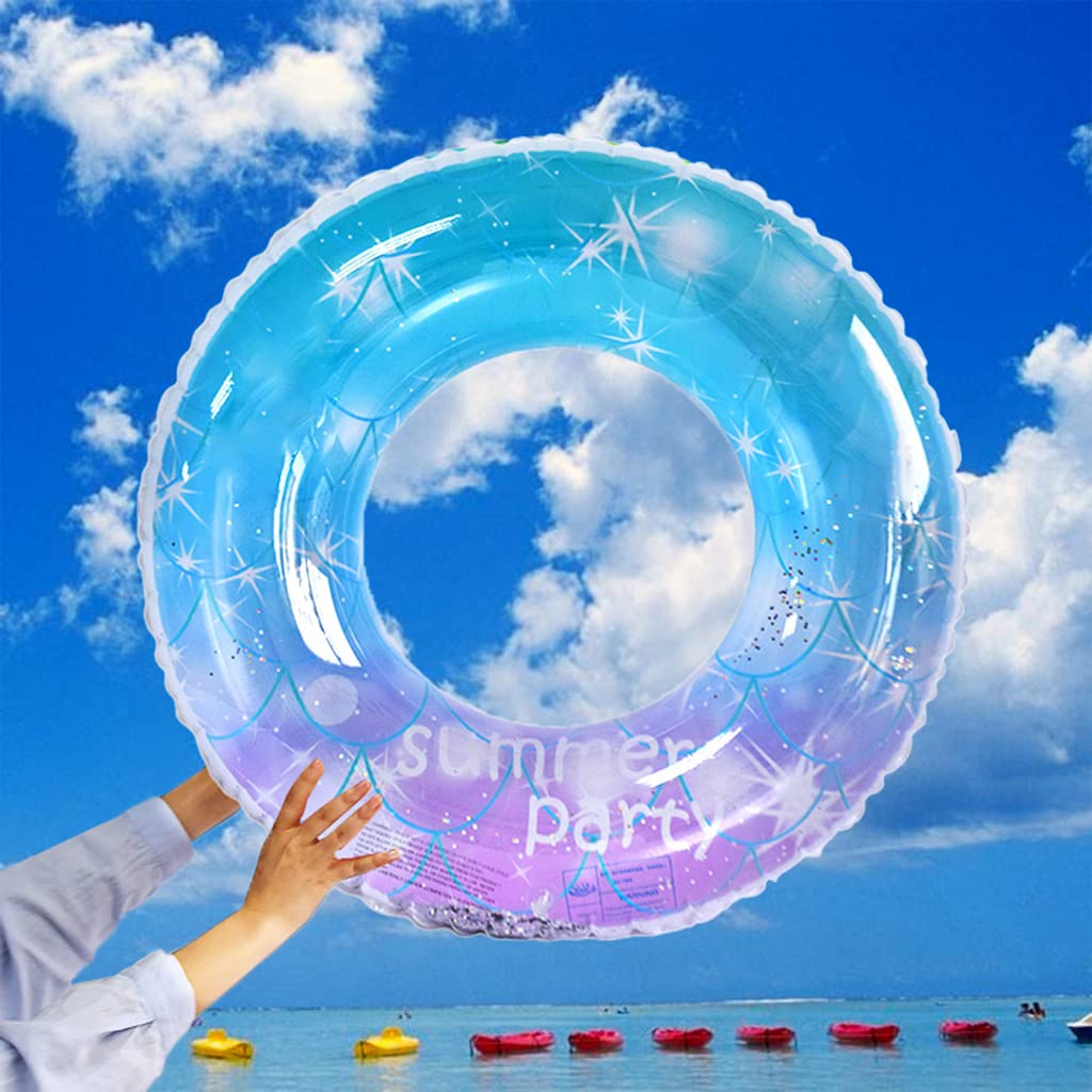 Proberos Inflatable PVC Swimming Ring for Kids 2–4 Years with Handles and Glitter Print | 50 cm Pool Float