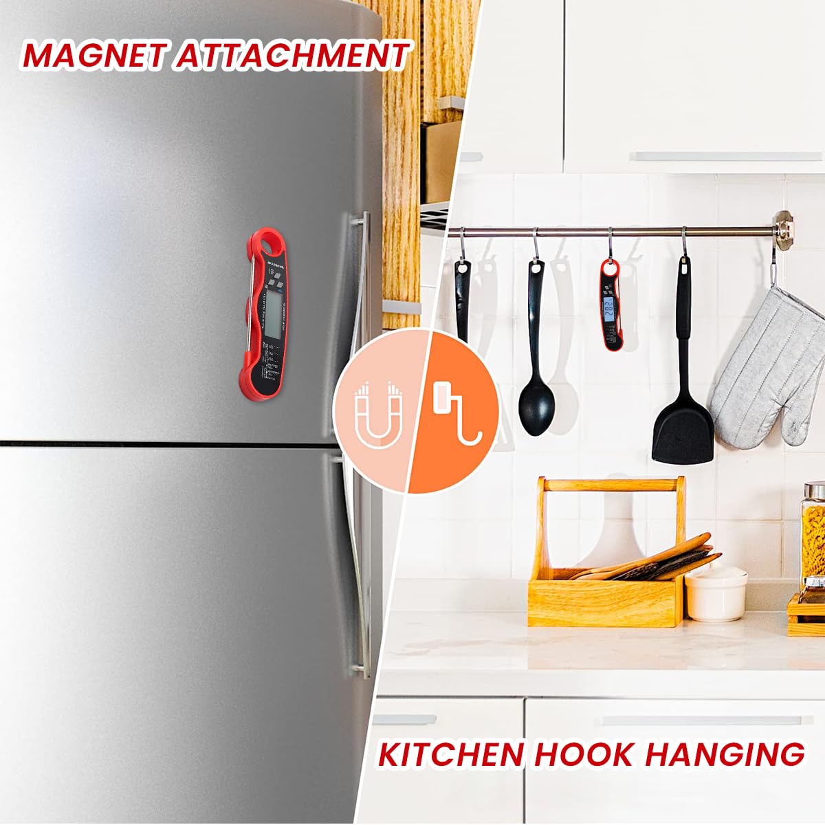 HASTHIP Meat Thermometer for Grilling and Cooking with Folding Probe and Backlit LCD | -58°F–572°F Instant Read