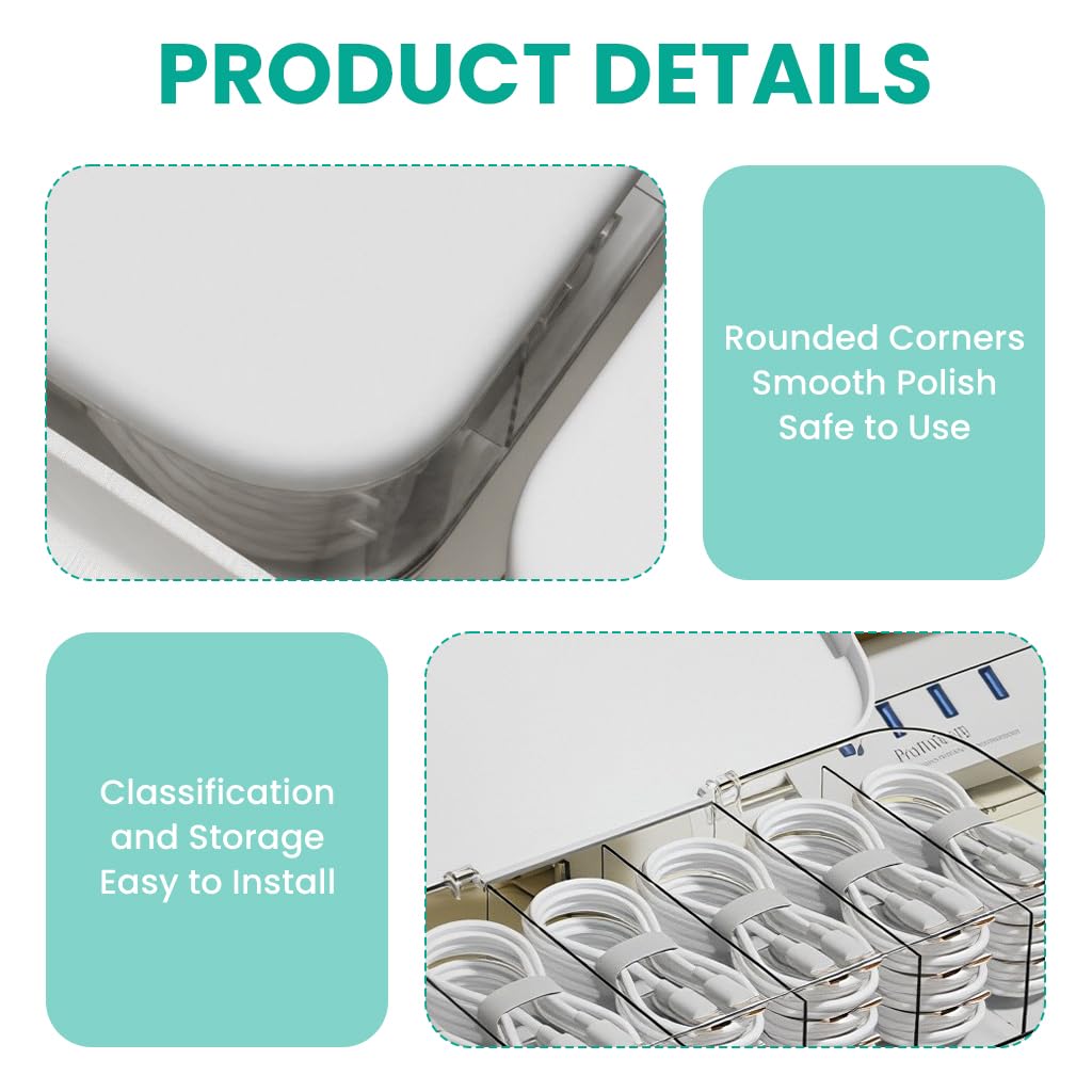 ZORBES Data Cable Organizer Case with Double Layer Drawer and Clear Multi Compartment Lid