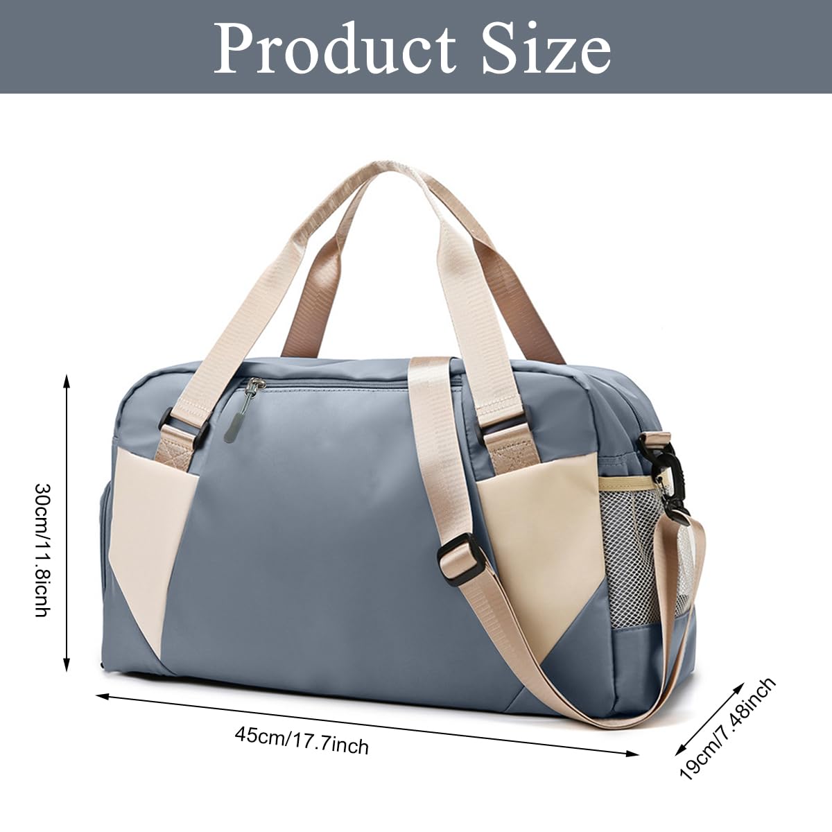 ZIBUYU Gym Bag for Travel and Sports with 30L Capacity and Shoe Compartment | Waterproof Oxford Duffle for Men and Women