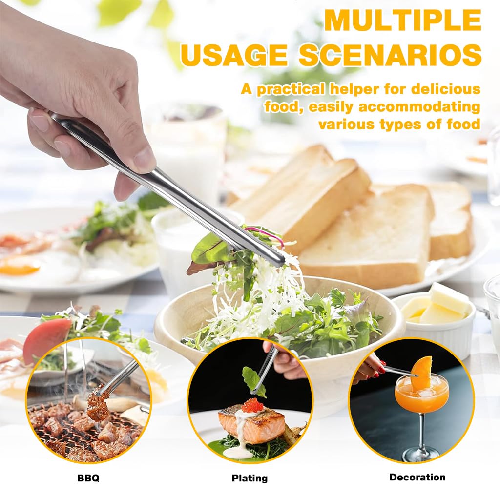 Supvox Cooking Tweezers Set for BBQ and Kitchen Use featuring Serrated Anti Slip Tips and 7 9 12 in Stainless Steel Sizes
