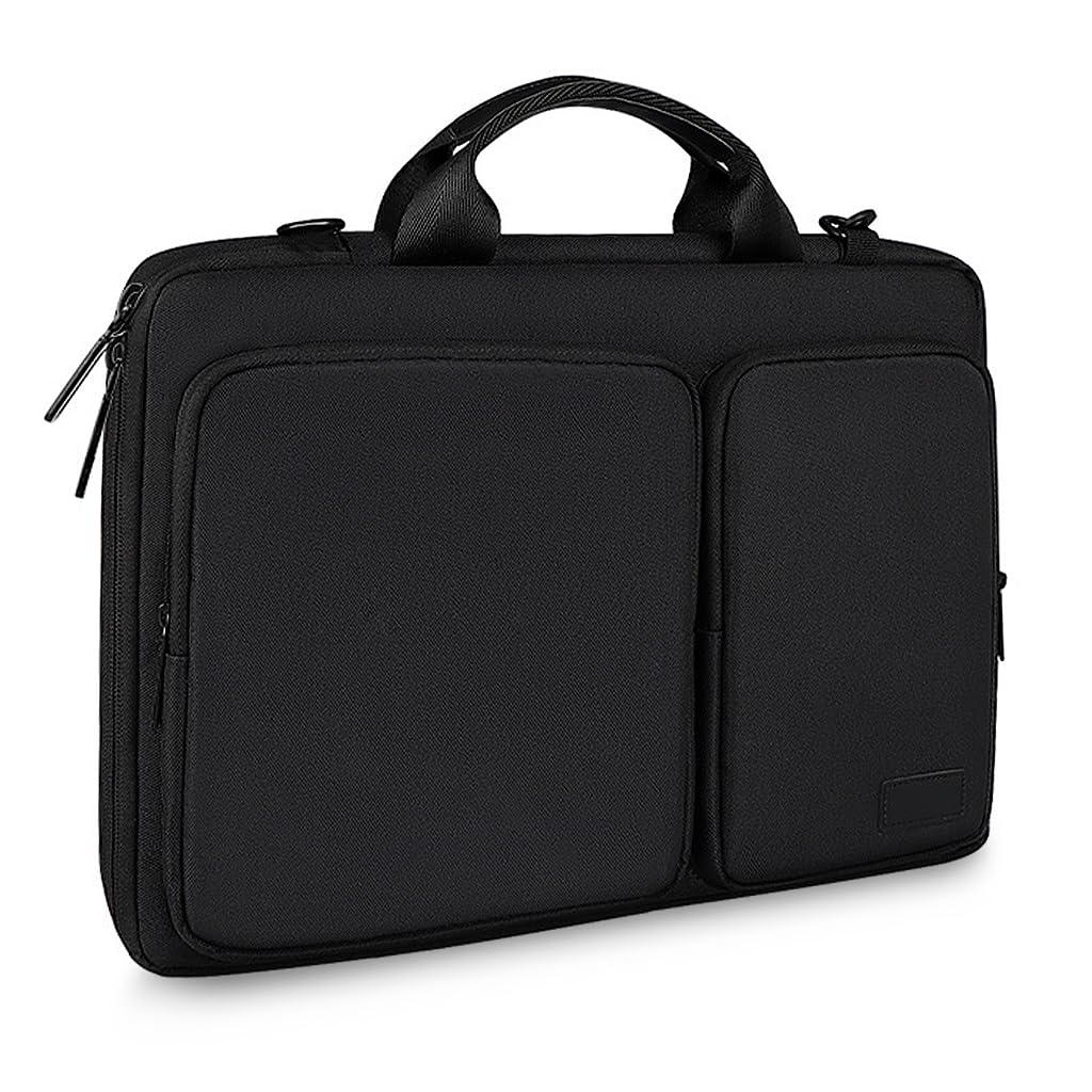 ZIBUYU Laptop Bags for Men and Women Stylish Waterproof Laptop Messenger Bag with Handle & Pockets Sling Laptop/MacBook Bags for Travel, Office Slim Laptop Bag 15.4 inch - Black