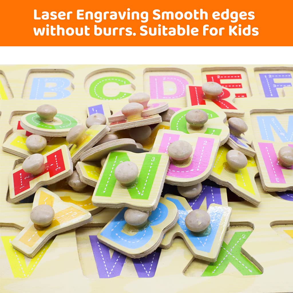 PATPAT Wooden Puzzles for Kids with Alphabet and Car Themes 11.6 x 8.7 in | Montessori Learning Toy