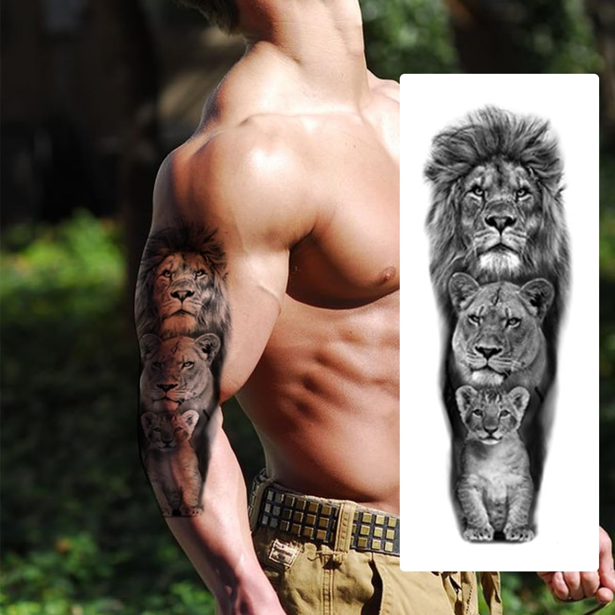 MAYCREATE® 6 sheets Temporary Tattoos for Arm, Legs, Large Sleeve Tattoos Temporary Tattoo Stickers for Men Women, Theme Temporary Tattoo for Party, Club, Perform, Special Makeup