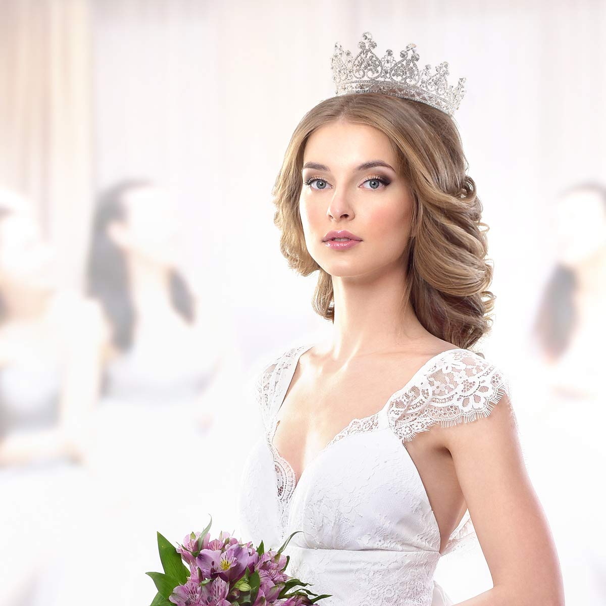 GUSTAVE Crowns and Tiaras for Girls with Silver Crystal Design | Ideal for Prom and Bridal Parties