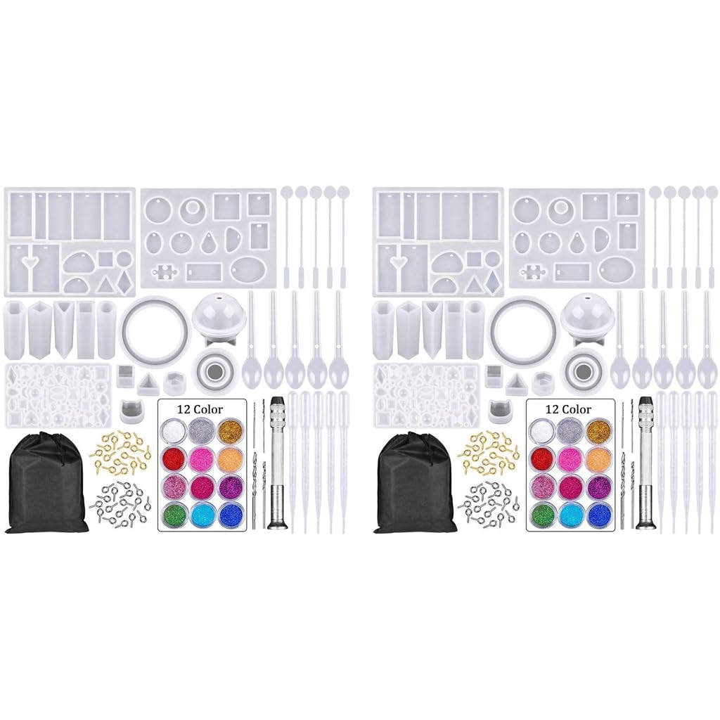 Optifit Resin Silicone Casting Mold Kit for Jewelry Making with 188 pcs & Hand Twist Drill
