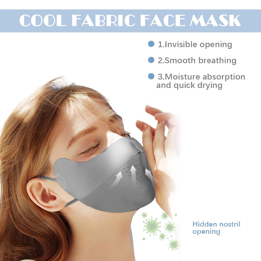 Venzina® Face Mask Sun Protection Mask, UPF 50+ Full Face Cover for Women, Ice Silk Sun Protection Face Mask, Fashion Breathable Cooling Biker UV Face Mask with Removable Forehead Piece (Grey)