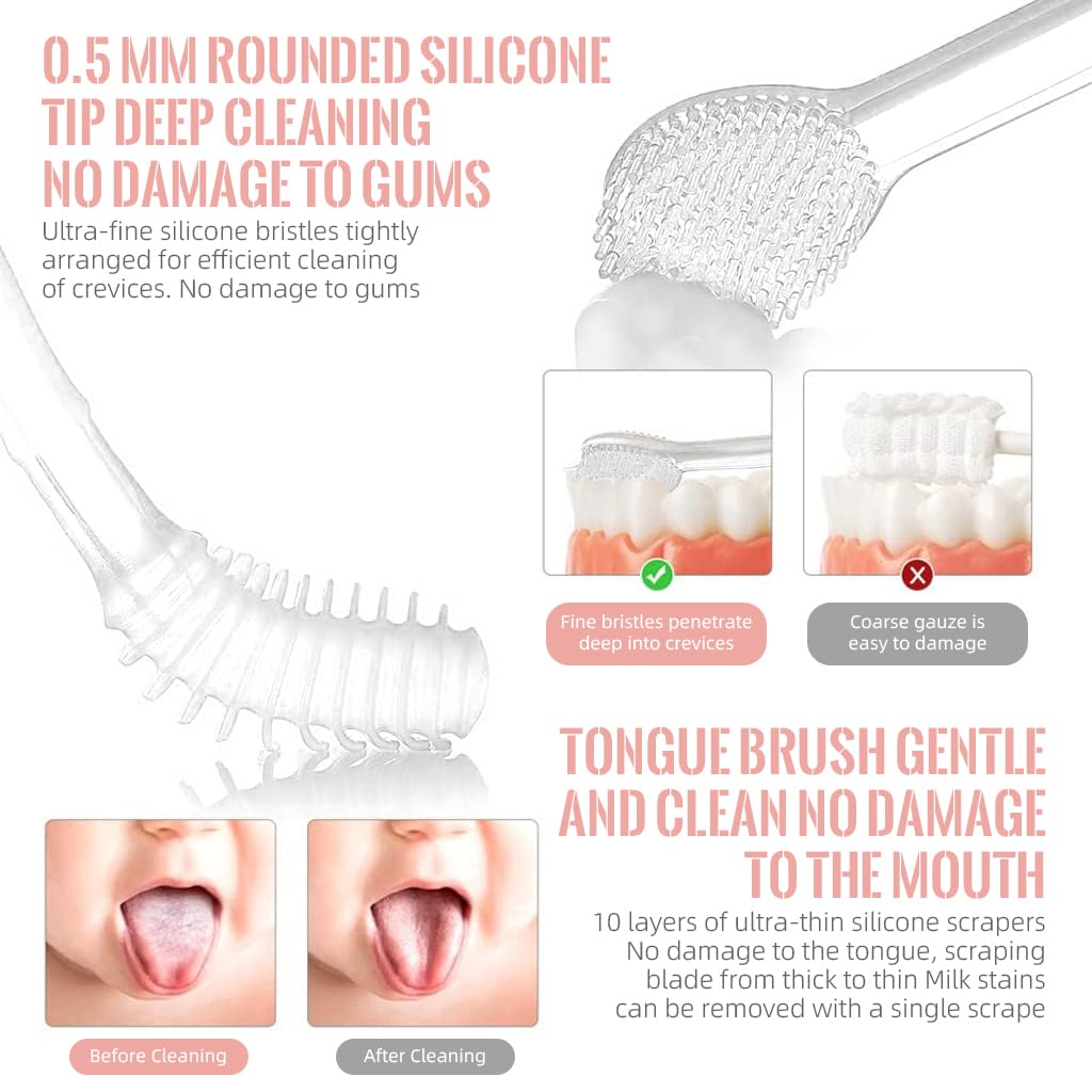 SNOWIE SOFT Baby Oral Cleaning Brush for Gentle Mouth Care 2 Pcs | Perfect Baby Toothbrush