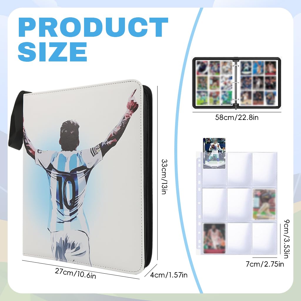PATPAT Soccer Card Binder for Collectible Game Cards with 720 Pockets and Zipper Closure | Waterproof PU Cover Organizer