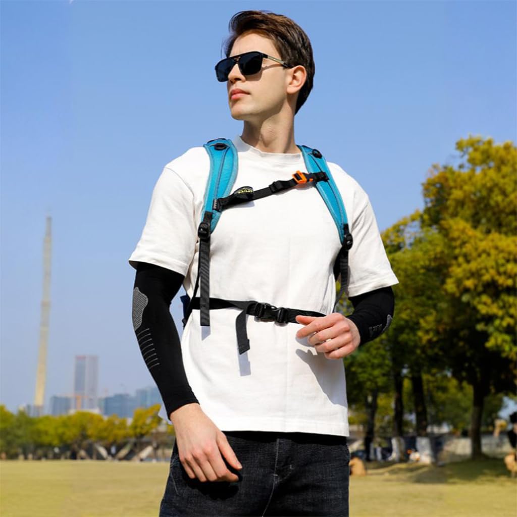 GUSTAVE Arm Sleeves for Men UPF 50+ Sun Protection with Ice Silk Cooling & Quick Dry Fit