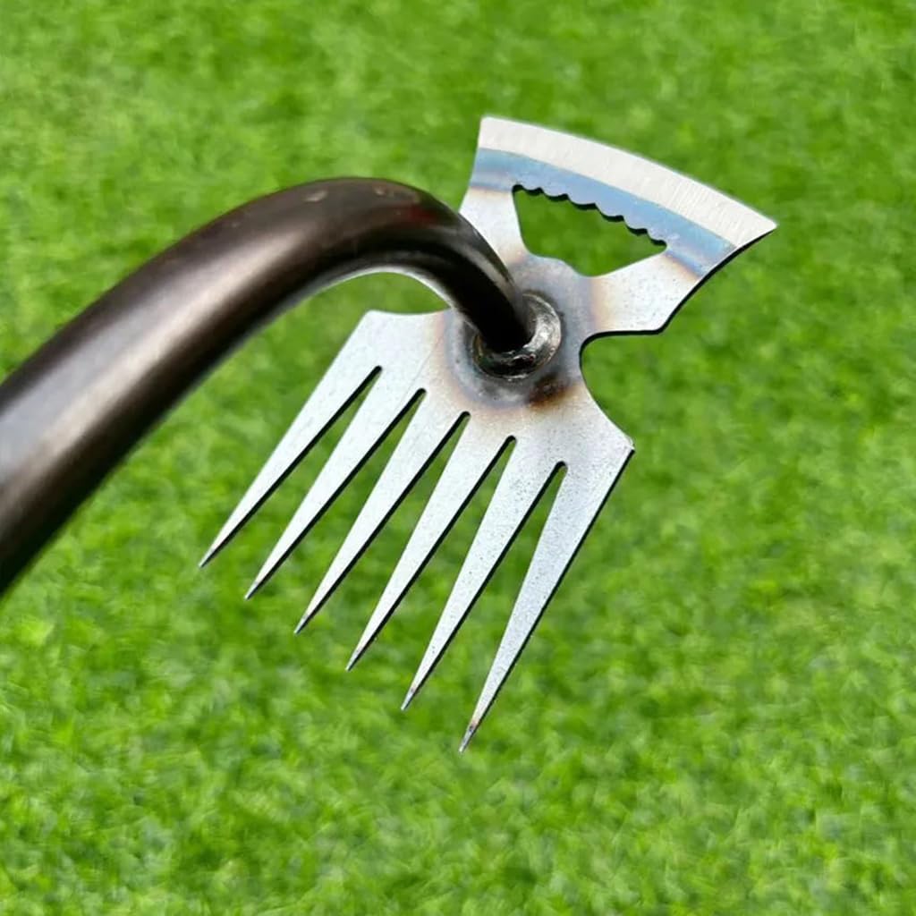 HASTHIP Weeder Hand Tool for Garden Use with 6-Claw Steel Head and Rubberized Handle 40cm