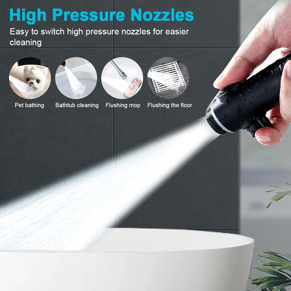 Serplex Handheld Shower Head with 5 Spray Modes and LED Temperature Display | 1.5m Hose