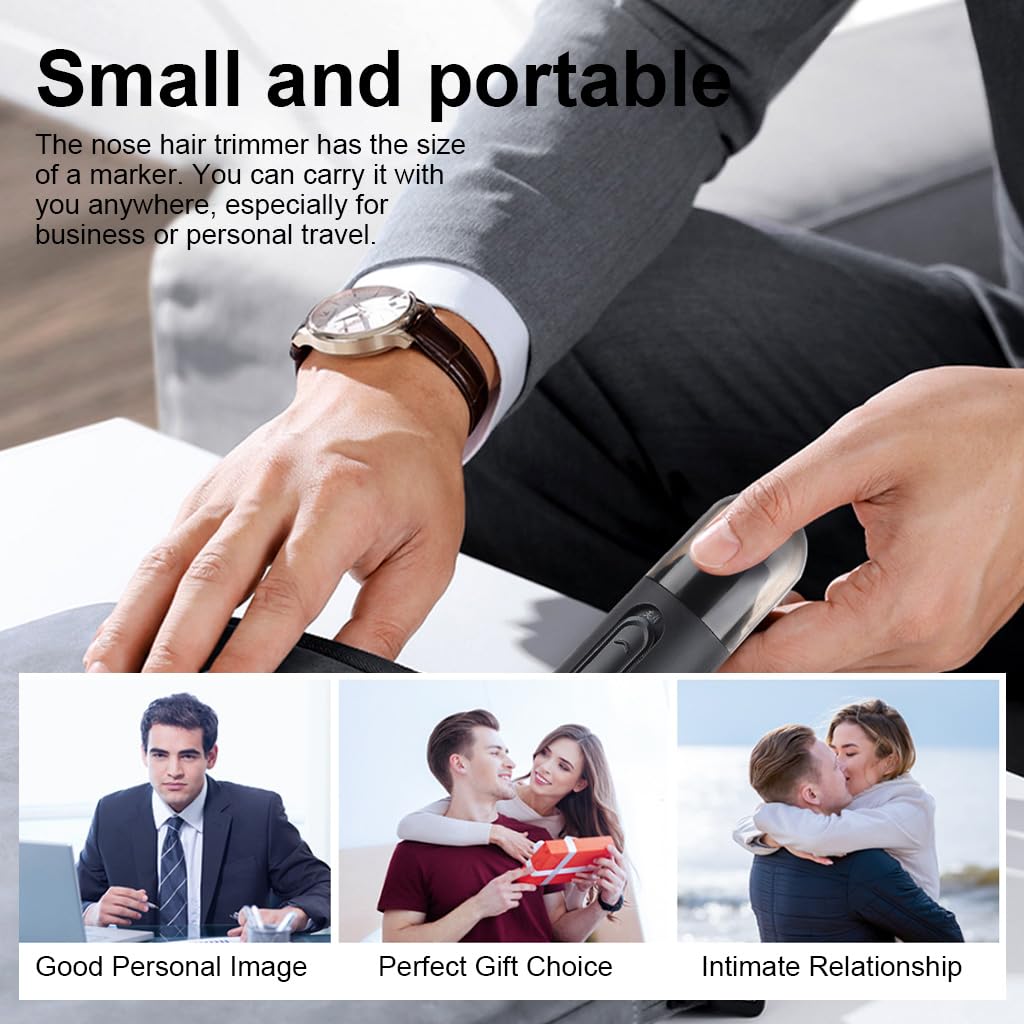 HANNEA Electric Nose Hair Trimmer for Men with 8000 RPM Motor and 360° Rotating Blade | USB Rechargeable IPX5 Waterproof Design