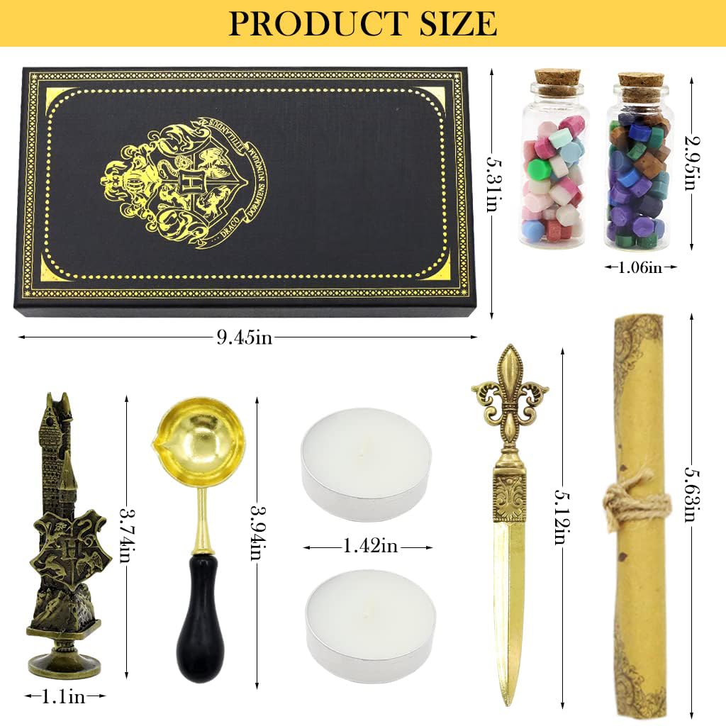Supvox Wax Seal Stamp Kit for DIY Crafts with 120 Wax Beads and Hogwarts Seal Stamp | Gift Set