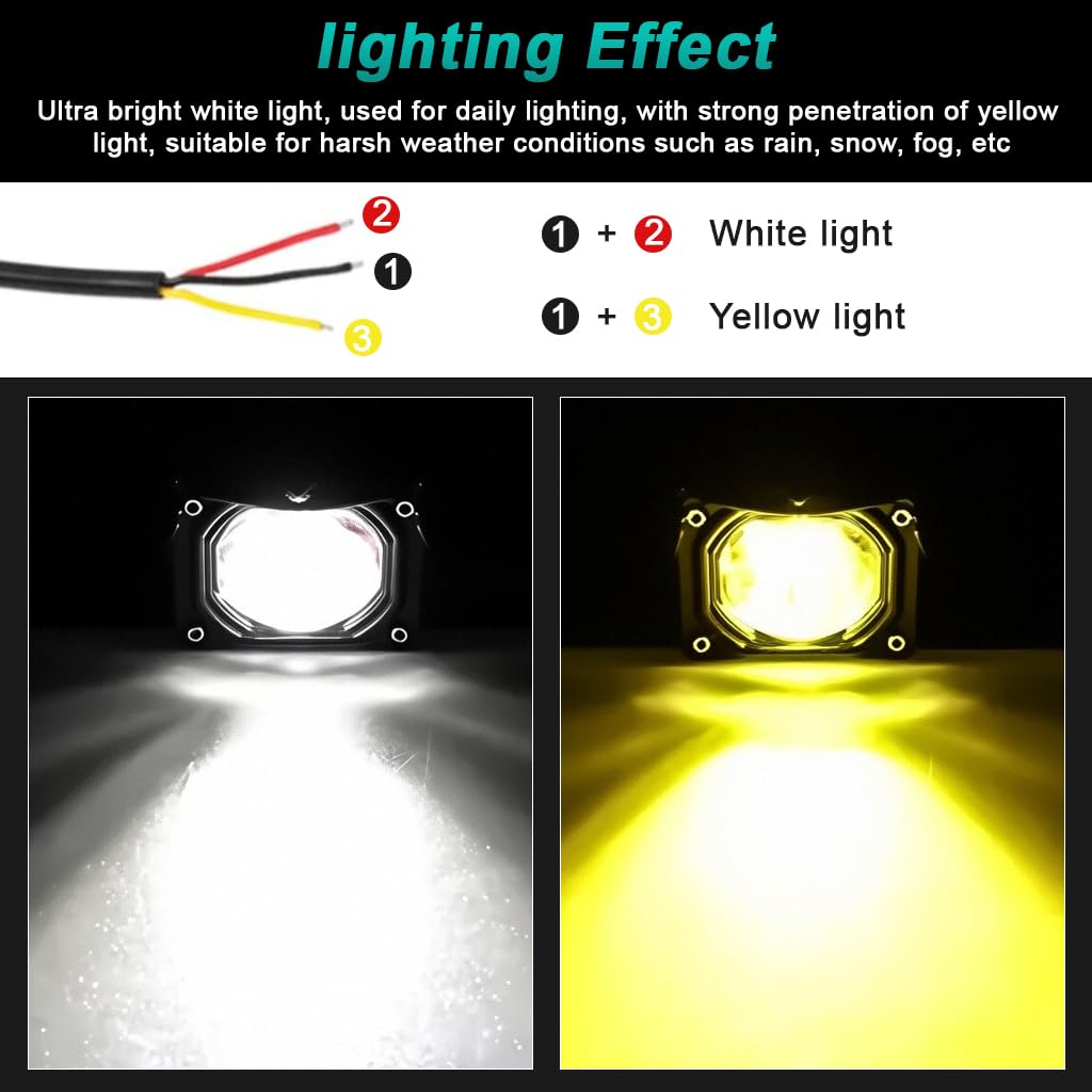 STHIRA Motorcycle Headlights 2Pcs with Dual-Color LEDs for Motorbikes | Waterproof Fog Lights