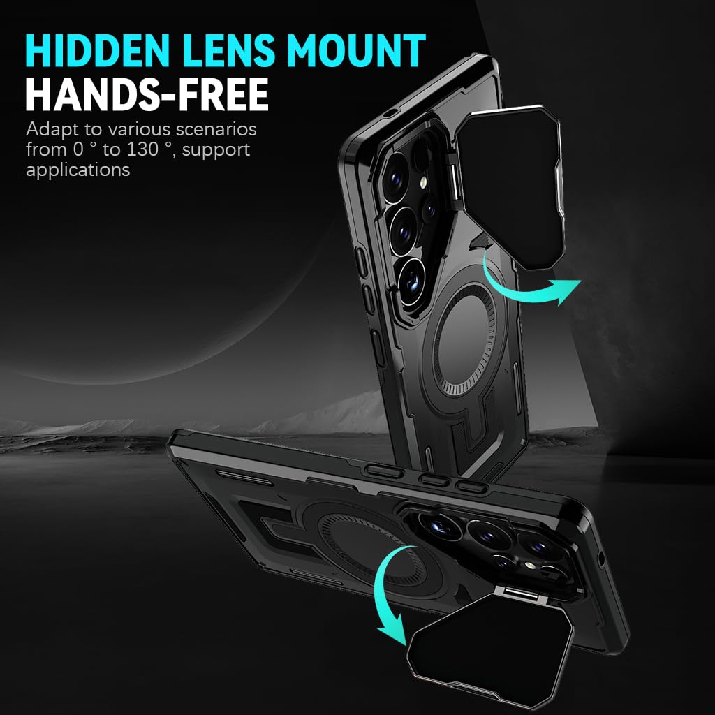 ZORBES Samsung Galaxy S24 Ultra Case with Magnetic Ring Stand and Kickstand | Black 3 PCS