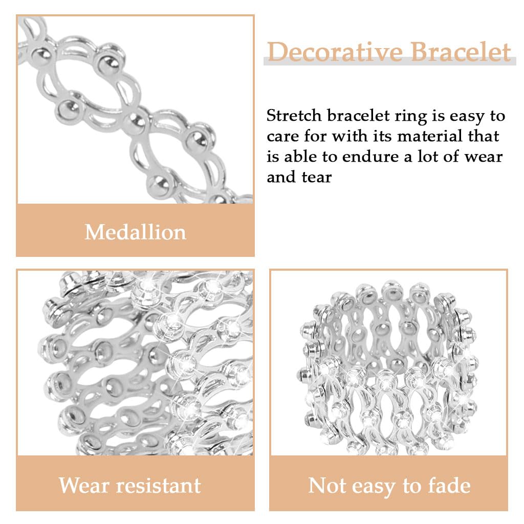 Zibuyu Adjustable Bracelet Ring for Fingers or Wrist with Retractable Fit and Cubic Zirconia