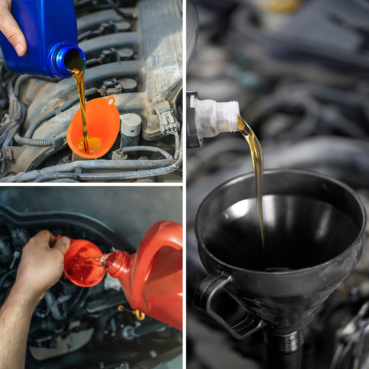 STHIRA Oil Transfer Funnel Set for Automotive Use with Filtration Sieve and Flexible Pipes