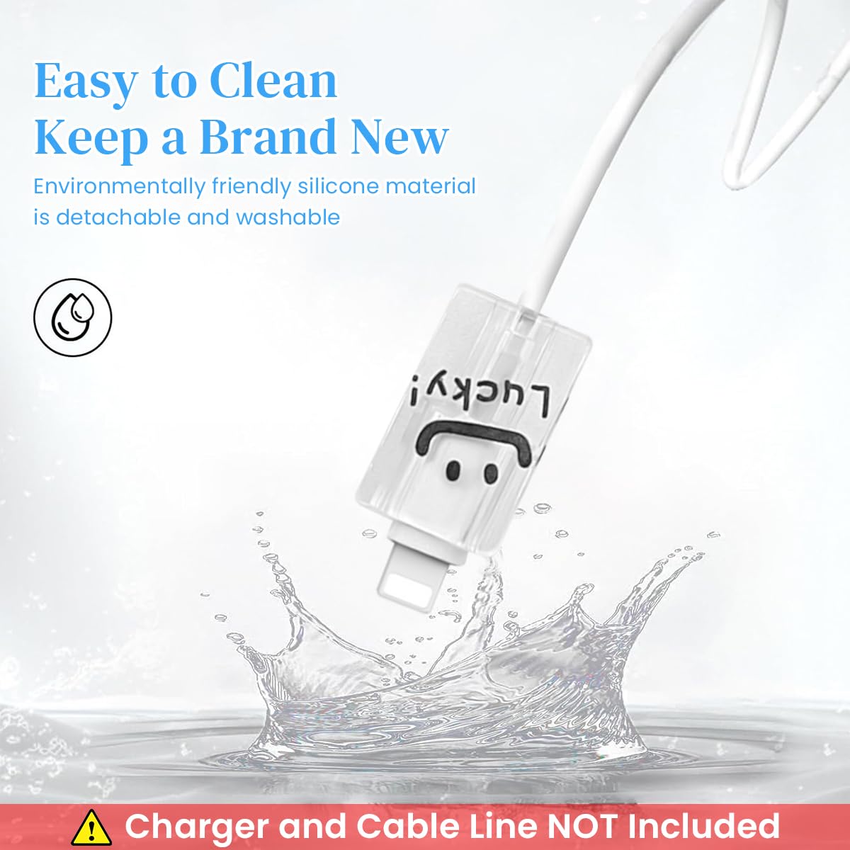 Verilux Charger Protectors for iPhone 15 and 14 featuring TPU Covers and Spring Coil Sleeve | Cute Smile Design