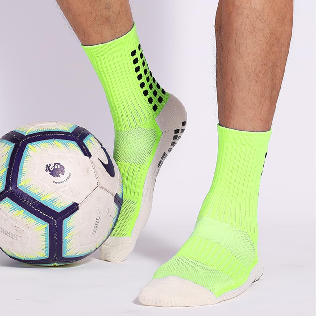 PROBEROS Football Socks for Athletic Training with Anti Slip Rubber Pad Grip | Green 2PCS