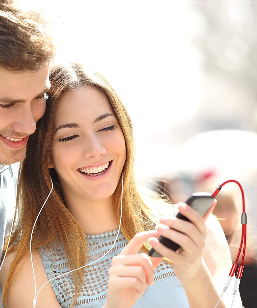 JSAUX headphone splitter for audio sharing with dual gold plated connectors 0.9ft nylon cable | compatible with PS5 Xbox Switch and PC