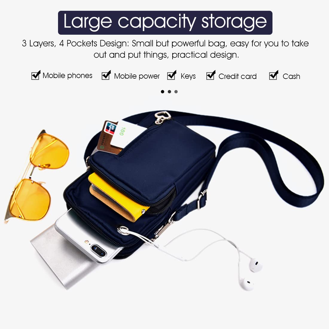PALAY Small Crossbody Wallet Phone Bag for Women with Card Slots and Adjustable Strap | Waterproof Oxford Cloth Handbag