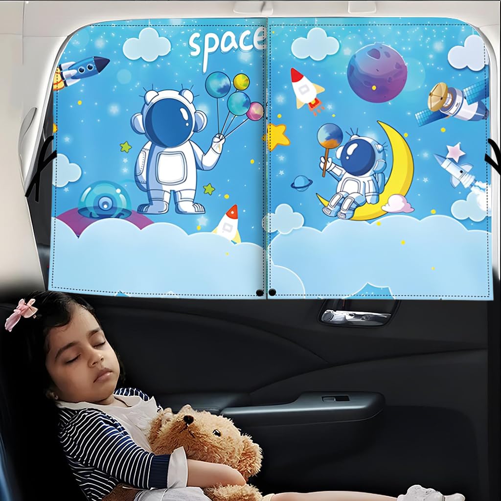 STHIRA Magnetic Car Window Sun Shade for Kids with Double Layer UV Protection | Cartoon Design
