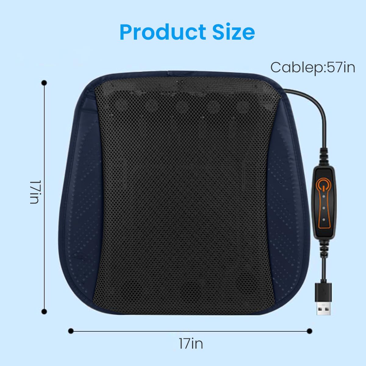 STHIRA Car Seat Cover with 8 Integrated Cooling Fans and 3 Speed USB Power | Quiet Nylon Ventilated Cushion for Summer Drives