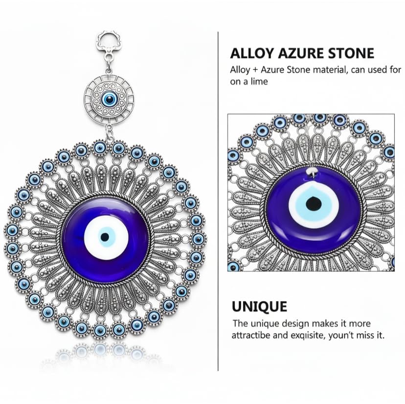 ZIBUYU Evil Eye Wall Hanging for Home Décor featuring Handmade Glass Beads & Metal Accents | Symbolic Gift Ornament for Protection and Good Luck