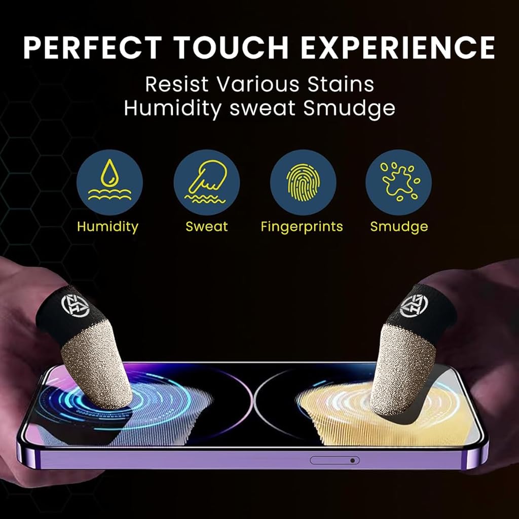 ZORBES® 4Pcs Gaming Finger Cot Gaming Finger Sleeves High Sensitivity Silver Fiber Gaming Finger Sleeves for Mobile Game, Pubg, Cod, Freefire & Fortnite