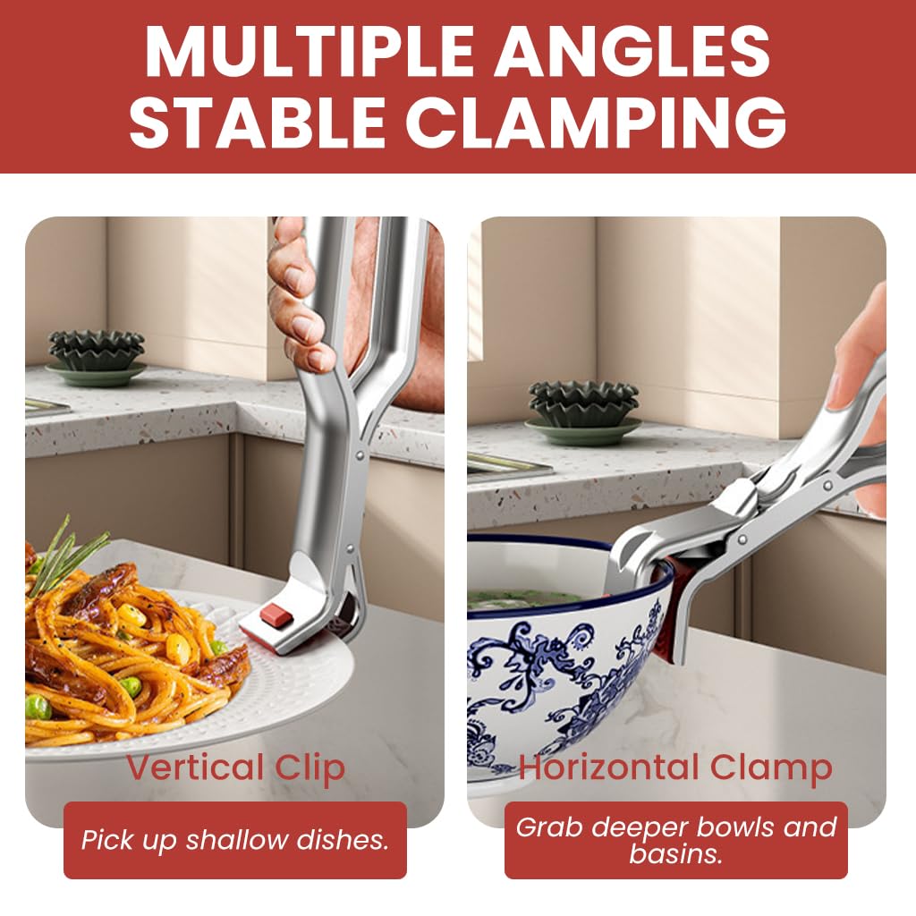 Supvox Tongs for Hot Utensils with Non Slip Grooved Silicone Tips and Stainless Steel Handle | Safe Heat Protection for Microwave Oven and Air Fryer