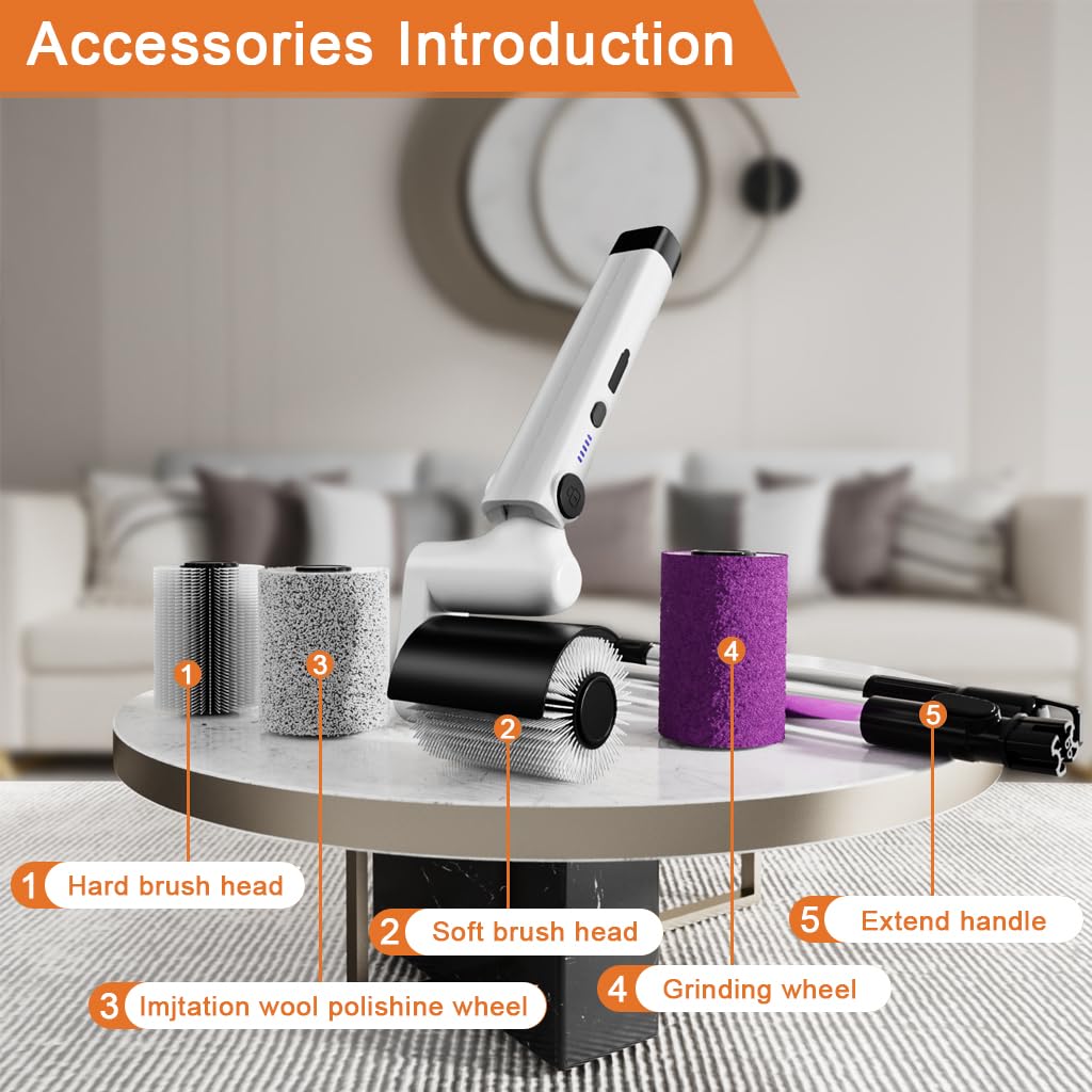 Supvox Electric Roller Scrub Brush for Home Cleaning with 4 Brush Heads and 2 in 1 Design