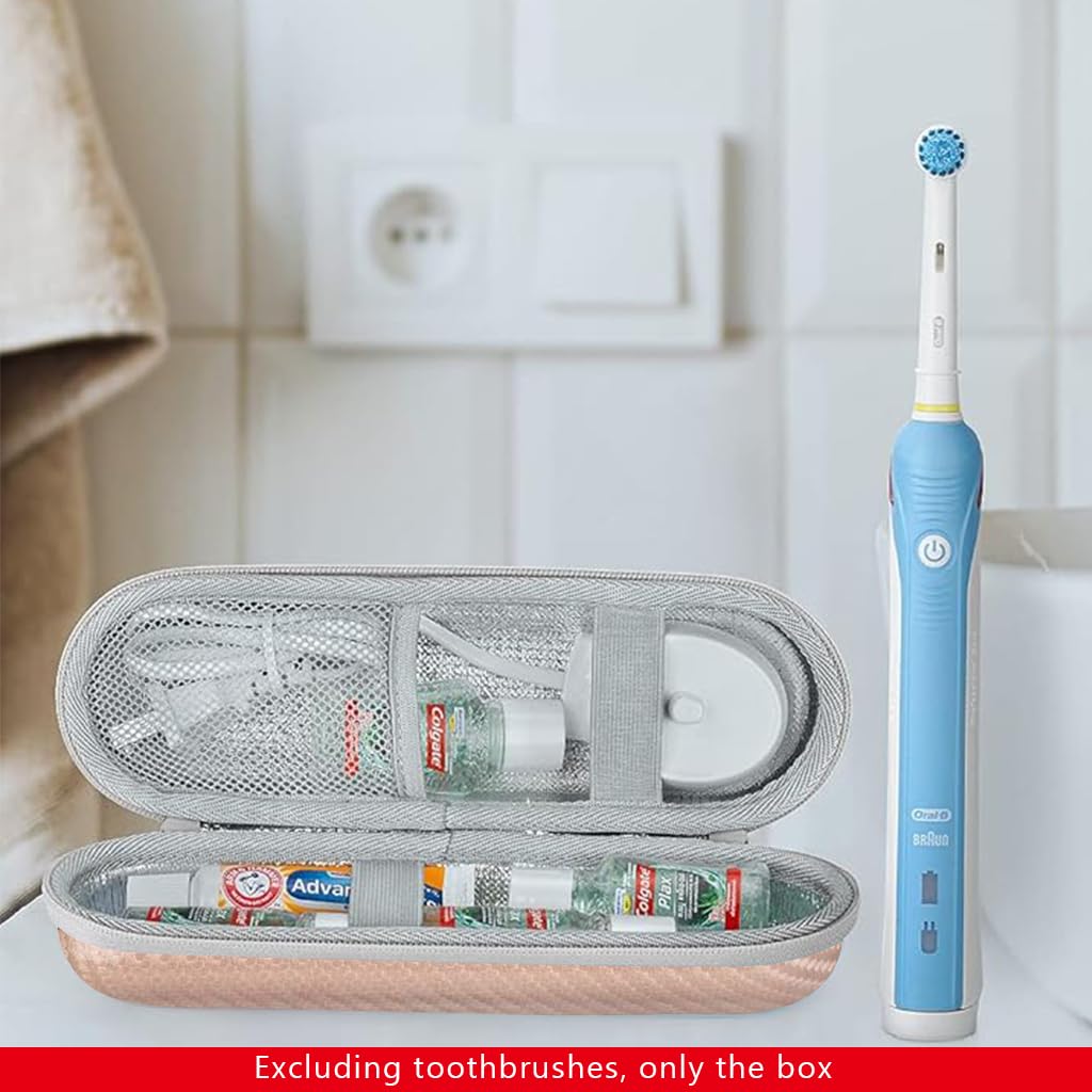 HANNEA Electric Toothbrush Travel Case for Oral-B and Sonicare with Mesh Pocket & Carabiner | 22x9cm EVA Waterproof Storage Bag