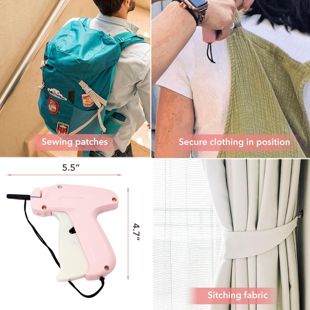 HASTHIP Quick Stitch Sewing Gun for Clothing Fixes with 660 Rubber Fasteners | Pink Portable Hemming Tool