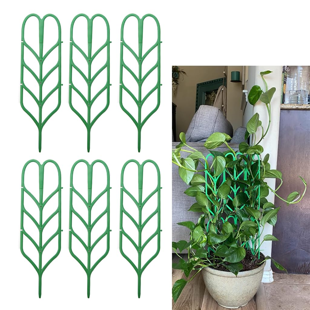 HASTHIP Plant Trellis for Climbing Plants with Connectable Design 6Pcs 10x35cm | Leaf Pattern Support