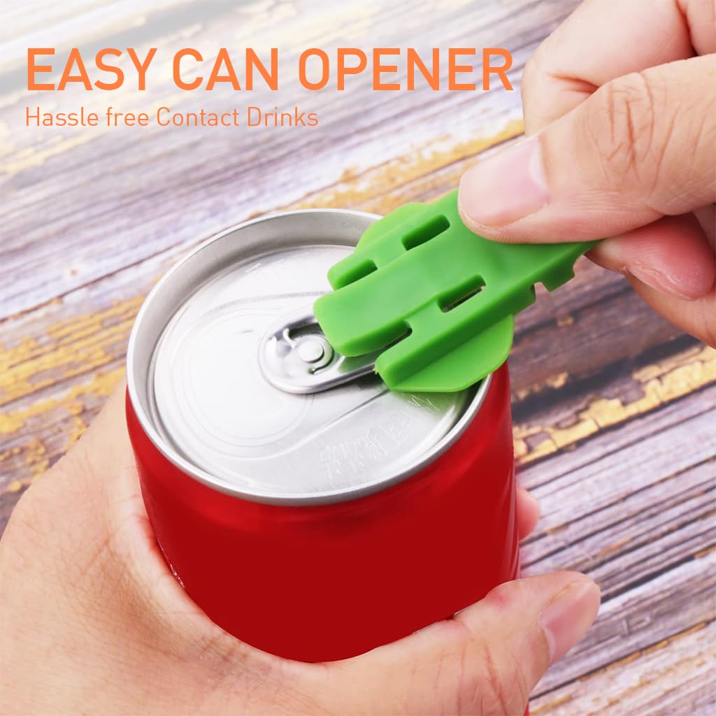 HASTHIP® 6 Pack Manual Easy Can Opener, Multipurpose Manual Can & Bottle Opener, Premium Plastic Shields Can Openers for Pop, Coke, Beer, Soda, Drink Aluminum Beverage