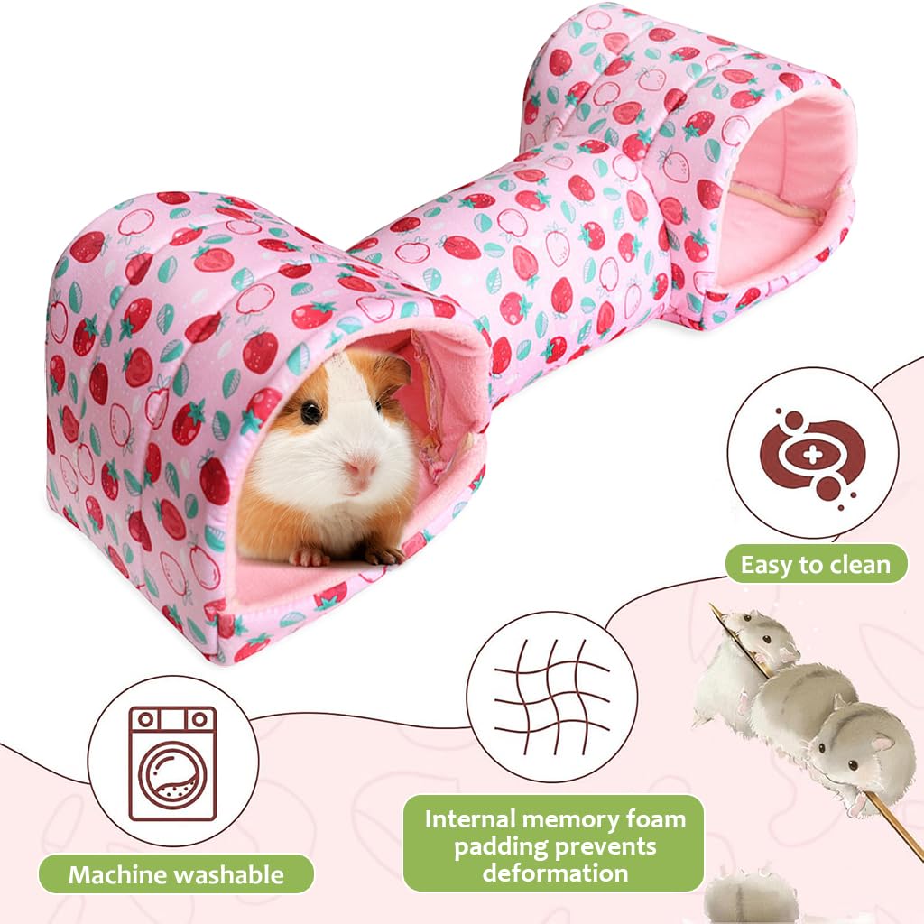 Qpets Hamster House for Play and Rest with Central Tunnel 51x17x19cm Soft Cotton Hideout