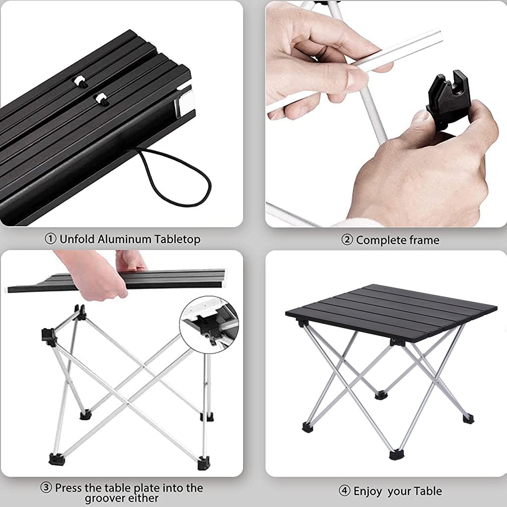 PROBEROS Camping Table for Outdoor Cooking with Antislip Feet 56×40.5cm Aluminum Top | Foldable and Portable Design