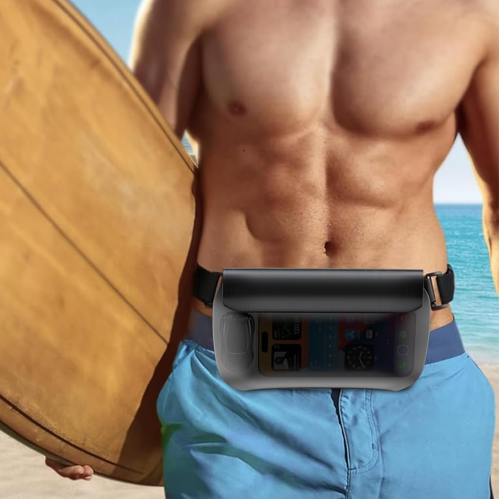 GUSTAVE Beach Waist Bag for Swimming 25x13cm with Double Zip Lock and Touch Screen TPU | 2 PCS