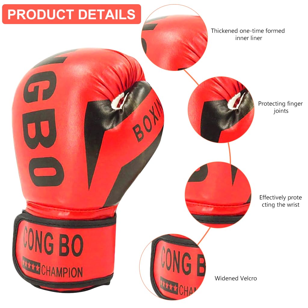 Proberos Kids Boxing Gloves for Training with 6 oz Padding and Ergonomic Fit | Red
