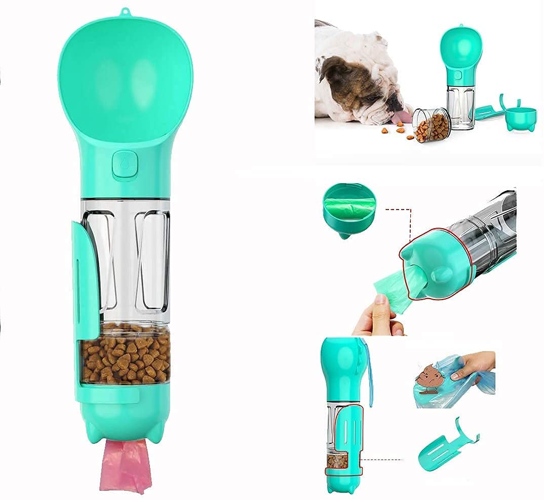 Qpets® 300ML Dog Water Bottles Portable Leak Proof Dog Water Dispenser with Drinking and Feeding Function Lightweight Pet Water Dispenser for Walking and Travel for Dog, Cat Travel Water Bottle