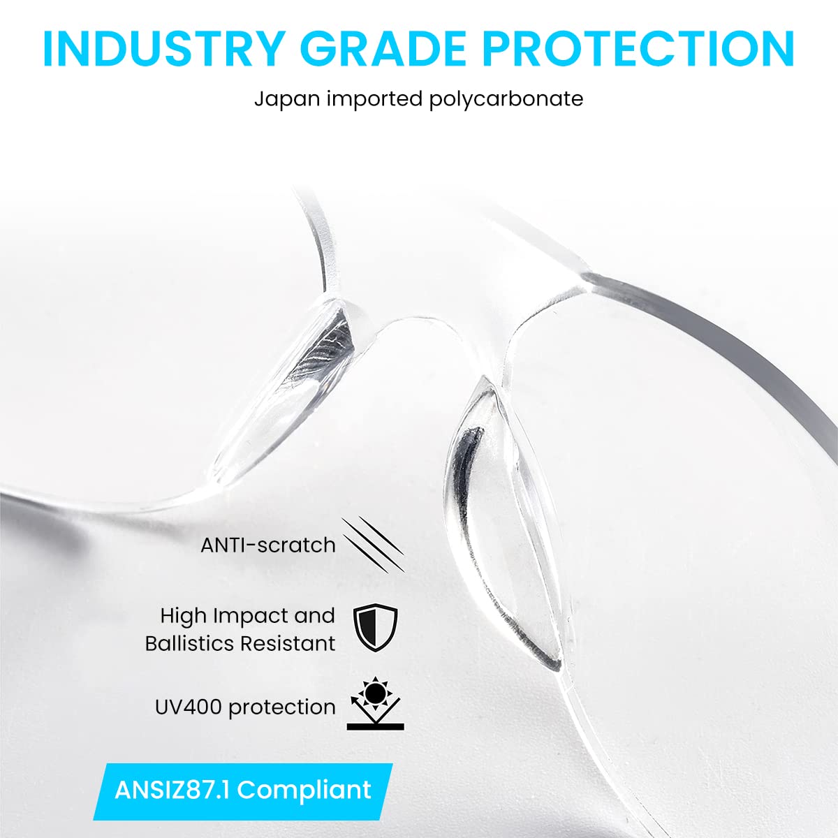 Serplex Safety Goggles for Work and Construction with 1.5mm Clear PC Lens | 12 Pairs