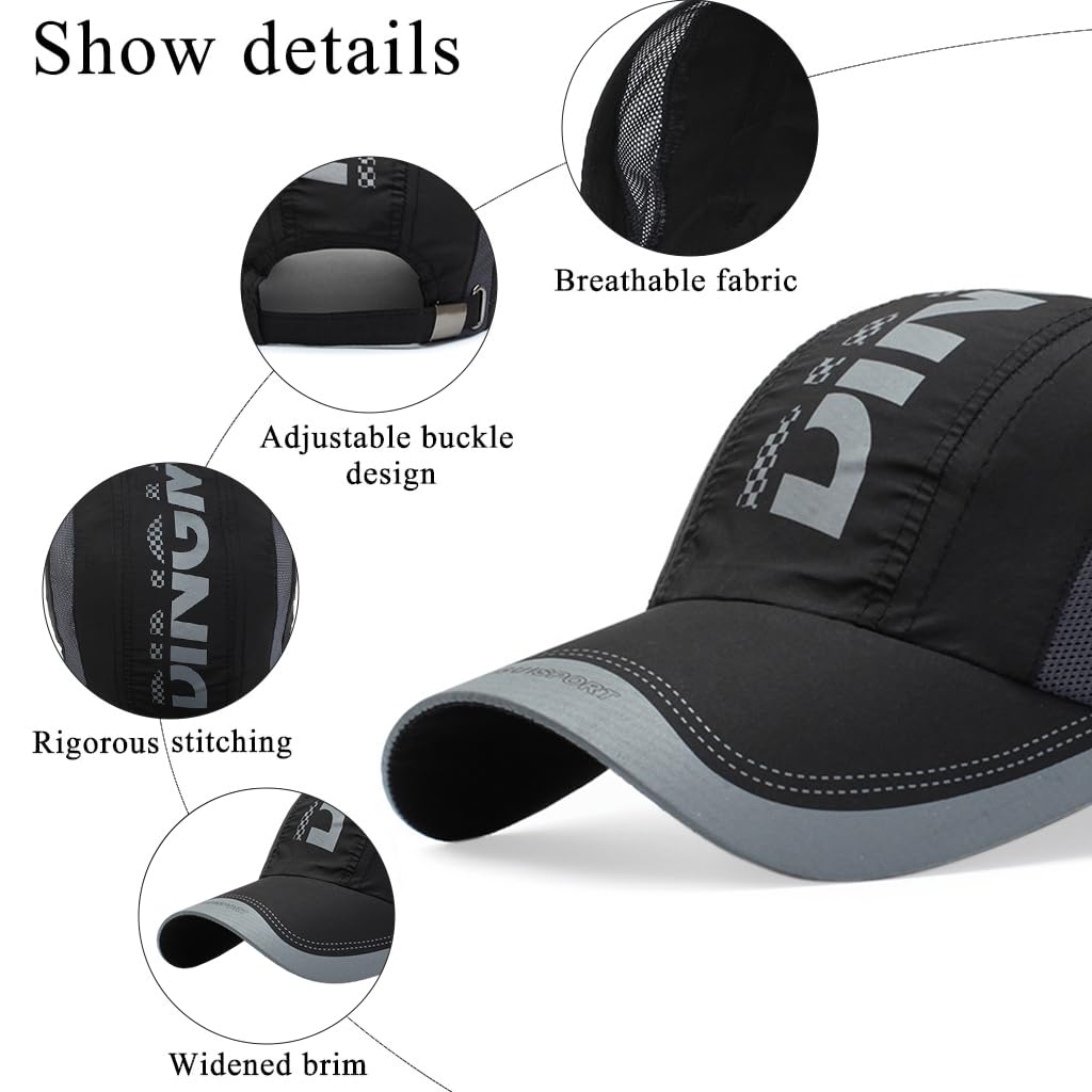 Zibuyu Sport Baseball Cap for Outdoor Hiking and Fishing with Adjustable Buckle | 22–23.6 in Breathable Cotton Black Hat