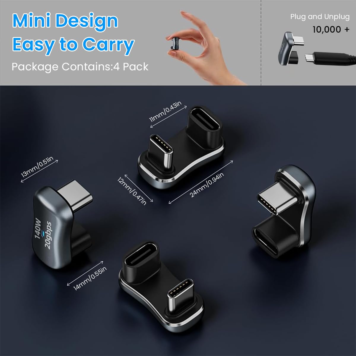 Verilux USB C Adapter for Phone MacBook and Steam Deck featuring 140W PD Fast Charging | 2PCS