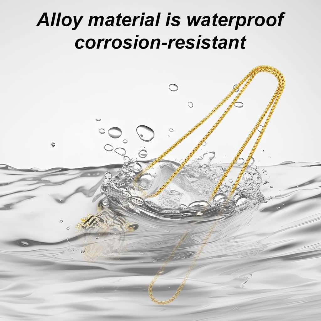 SANNIDHI Men's Tiger Head Necklace with Rhinestones for Bold Style | 24 in Gold Alloy Gift